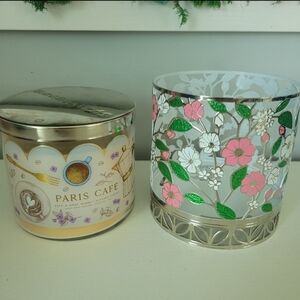 Paris Cafe bath and body works candle and holder.